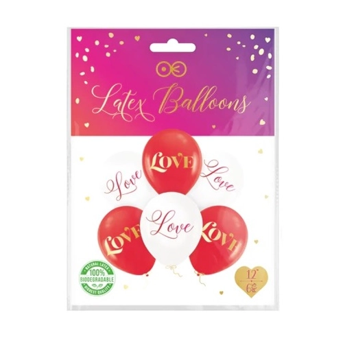 Balony lateksowe czerwony walentynki love dekoracja 6szt